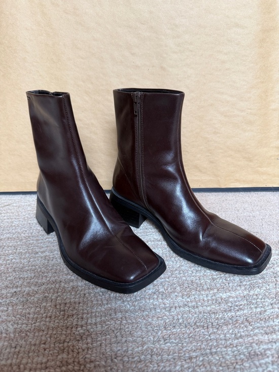 Vagabond Shoes - Vagabond Dark Brown Leather Square-Toe Ankle Boots
